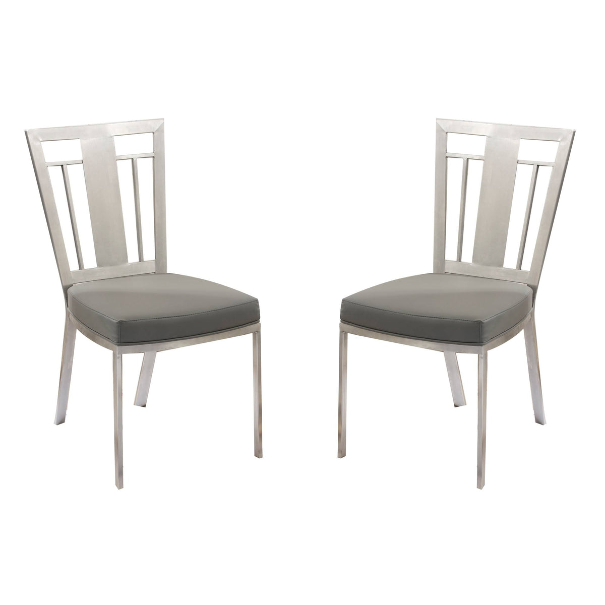 Gray Stainless Steel Dining Chair Set of 2 D86864