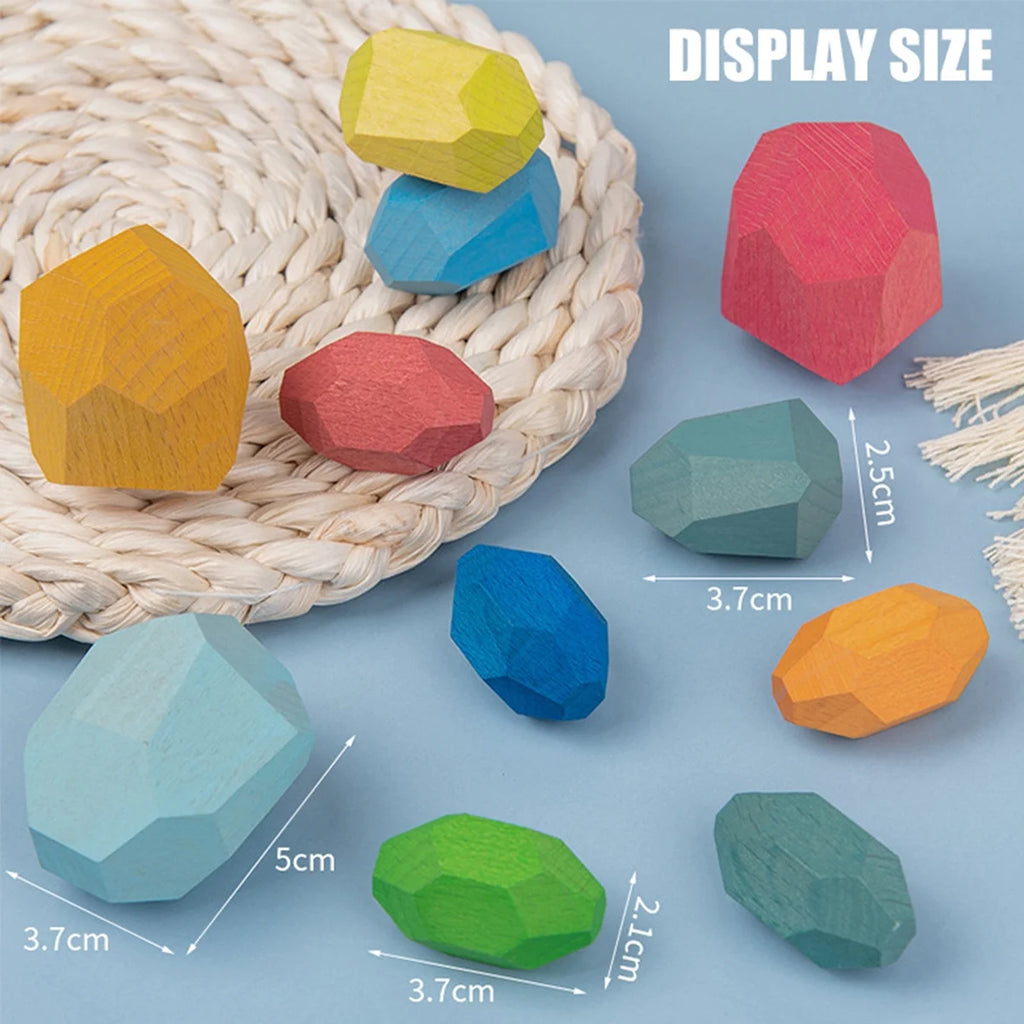 36Pcs Colorful Wooden Stacking Balancing Stone Building Blocks H5675