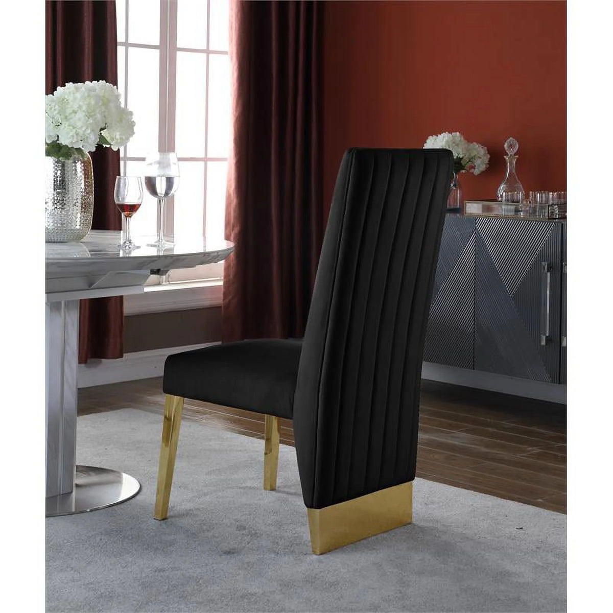 Velvet Dining Chair in Black (Set of 2) E759875