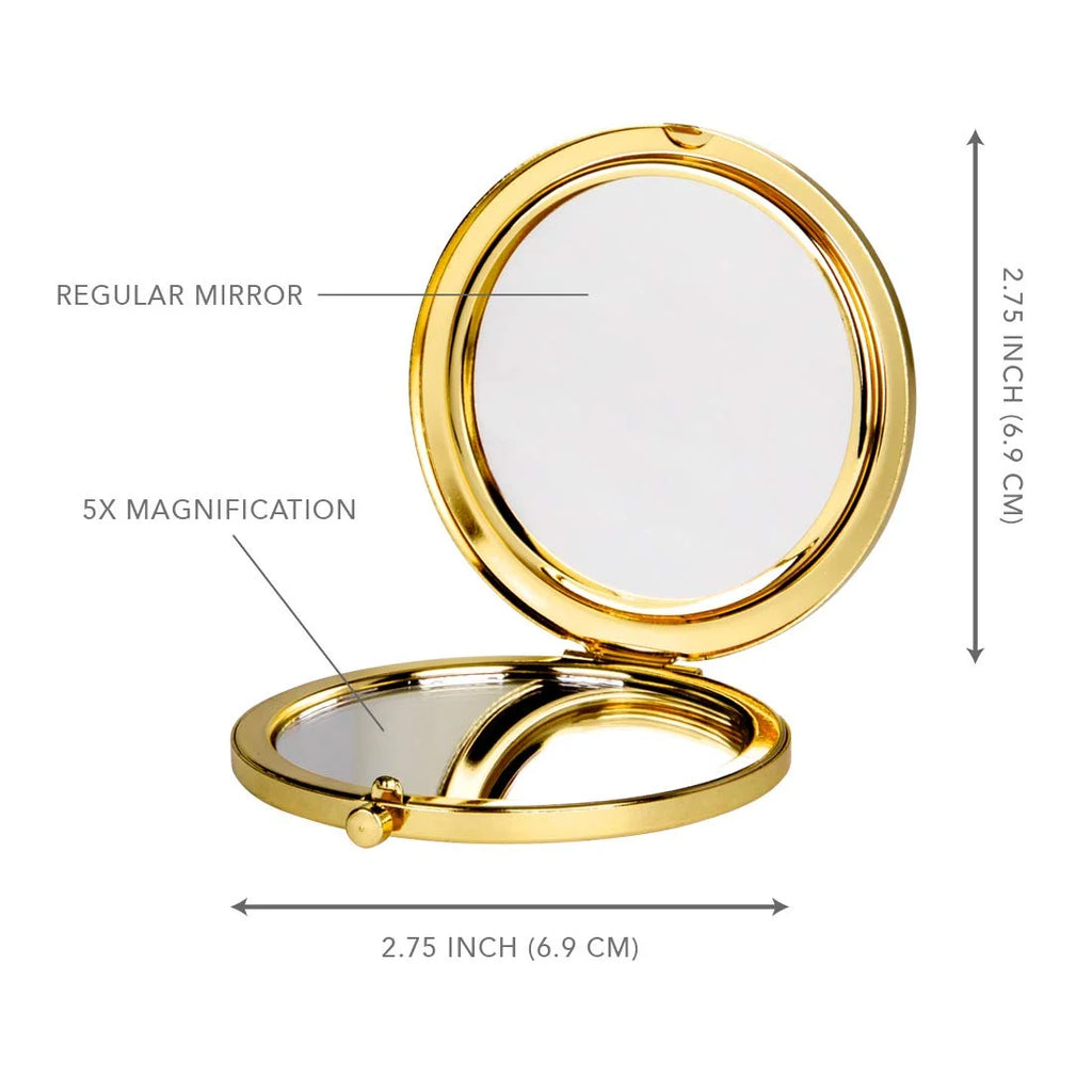 Gold Compact Mirror with Llama Graphic Y133