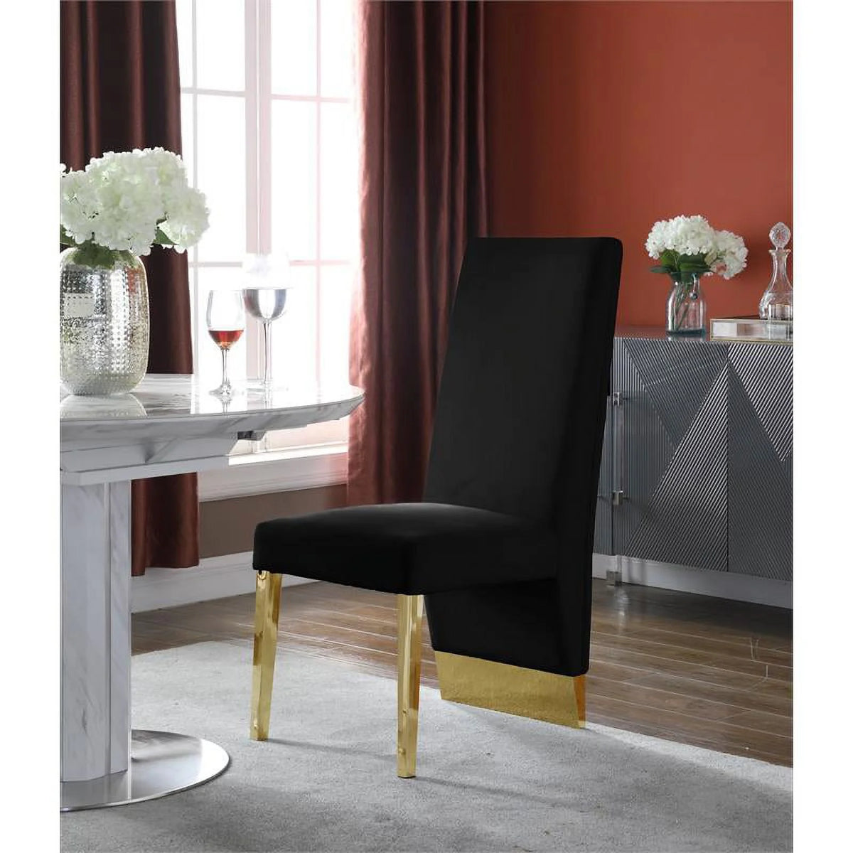 Velvet Dining Chair in Black (Set of 2) E759875