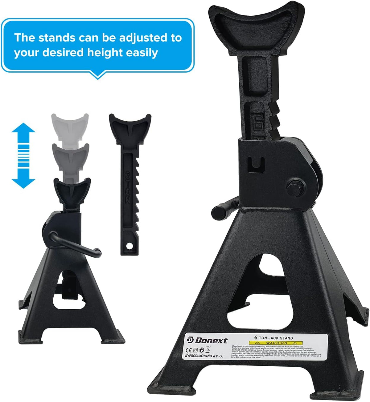 6 Ton Steel Jack Stands 1 Pair Black P5272