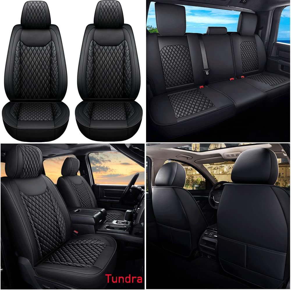 Black Waterproof Leather Car Seat Covers Full Set Z3517
