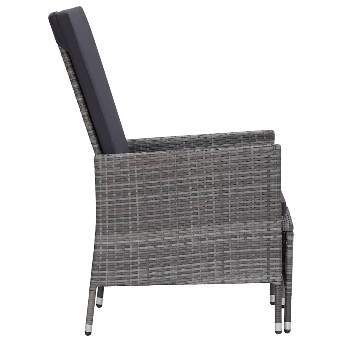 2 Piece Gray Poly Rattan Outdoor Lounge Set with Cushions W862