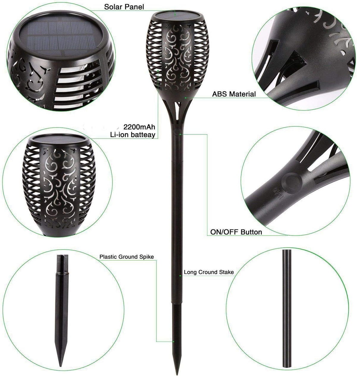 43 LED 6 Pack Solar Torch Lights J528