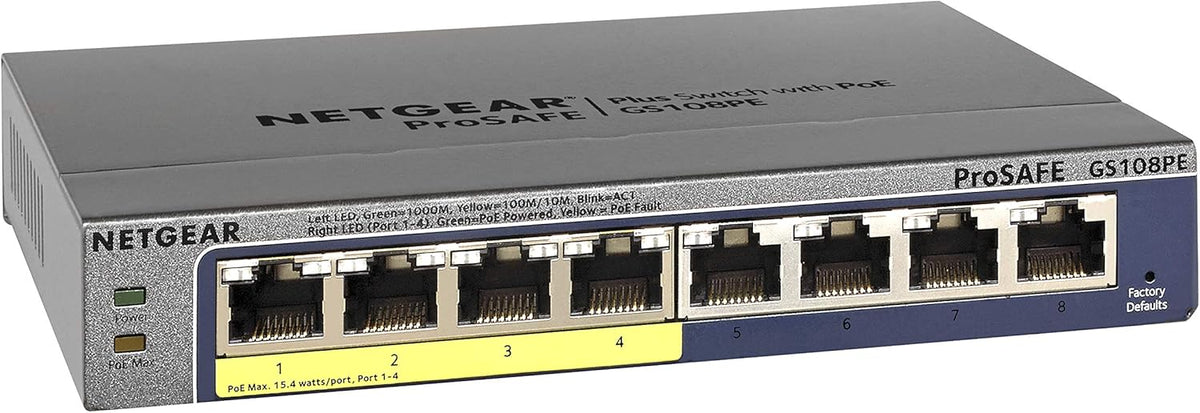 8-Port Gigabit Ethernet Unmanaged PoE Switch with 8 x PoE+ @ 123W J61592
