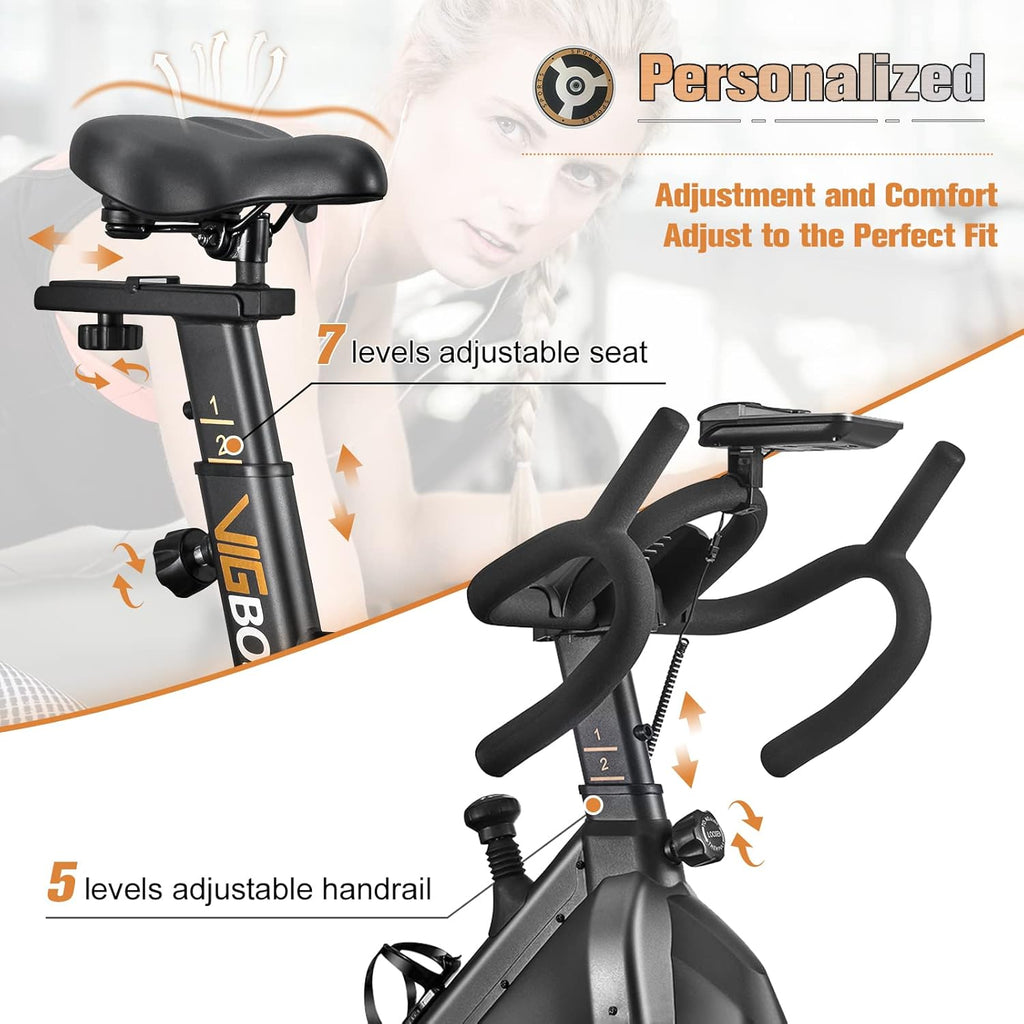 Indoor Cycling Bike Stationary Exercise Bike with LCD Monitor Comfortable Seat J8415