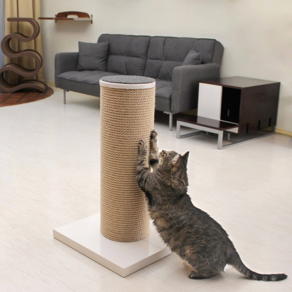 Oversized Jute Cat Scratcher and Perch, White M15580