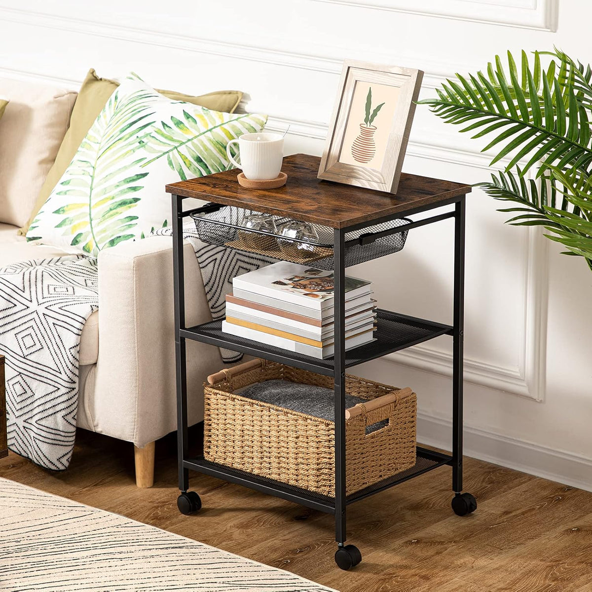3-Tier Printer Cart with Storage Shelf and Wheels G1310