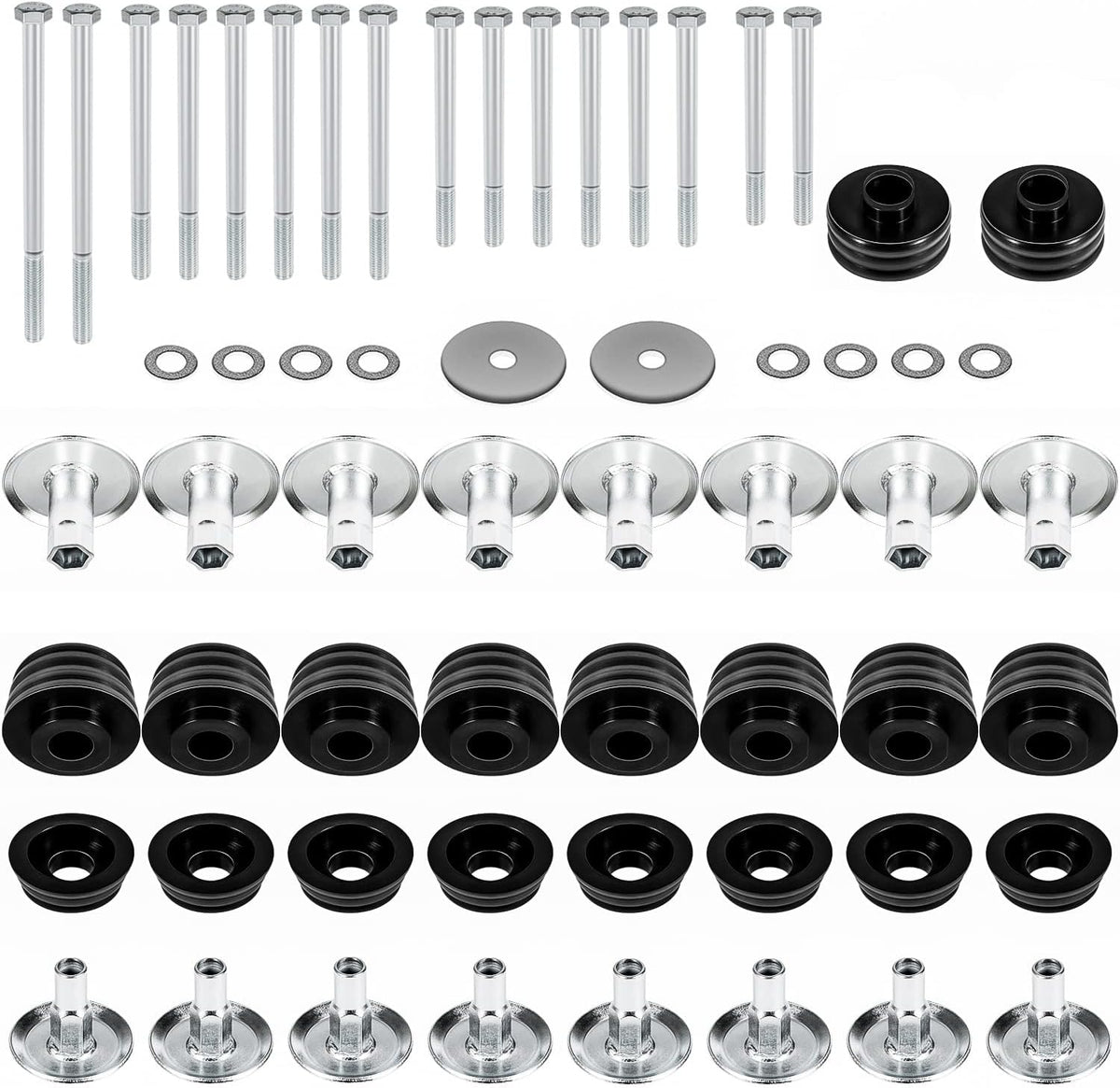 Polyurethane Body Mount Bushing Kit with Steel Sleeves and Hardware E65409