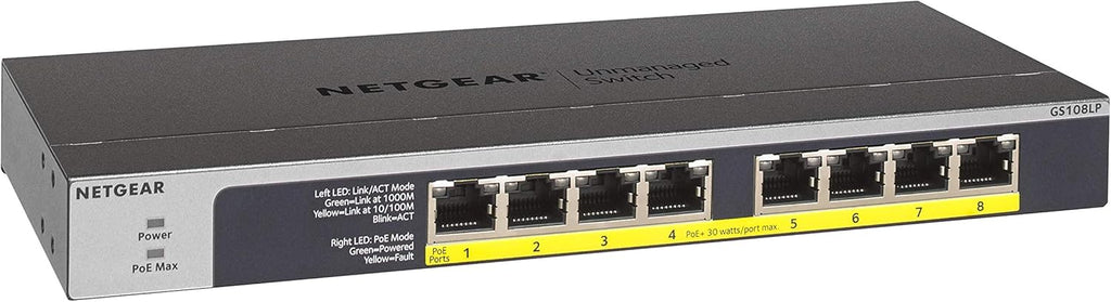 8-Port Gigabit Ethernet Unmanaged PoE Switch with 8 x PoE+ @ 123W J61592