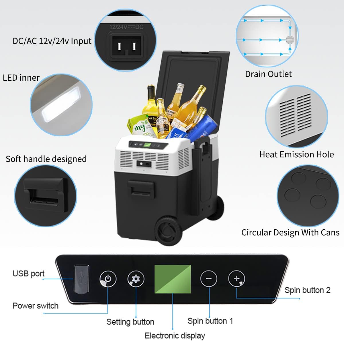 42 Quart Car Refrigerator with DC/AC Adapter W664014