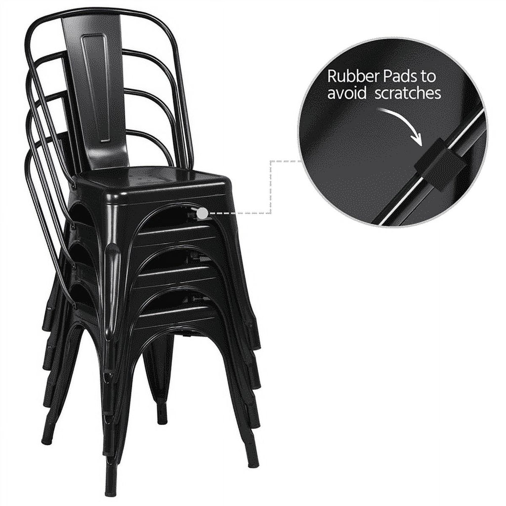 18 Inch Iron Metal Bar Chair Black (Set of 4) N711