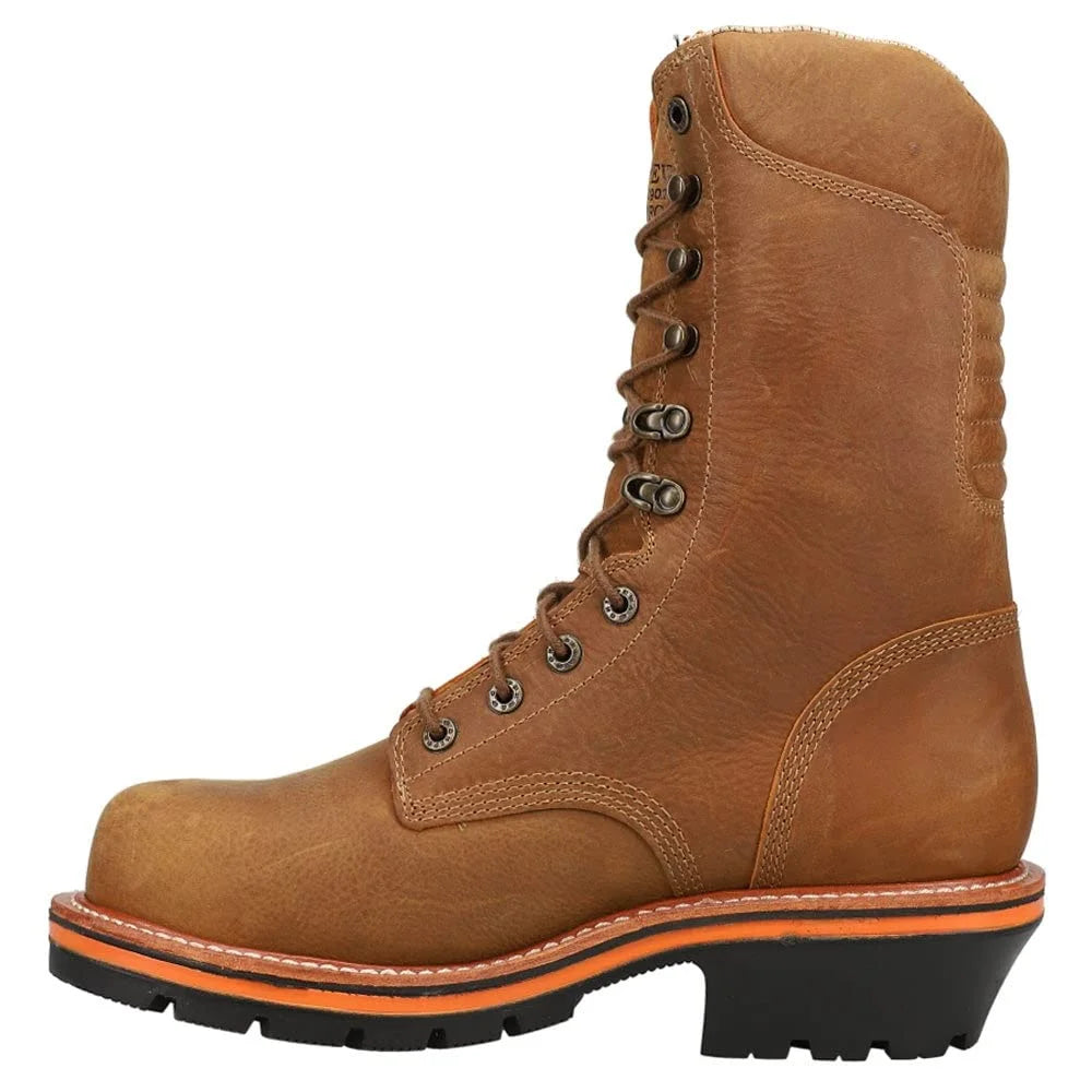 Brown Waterproof Composite Toe Insulated Lace-Up Work Boots C448180