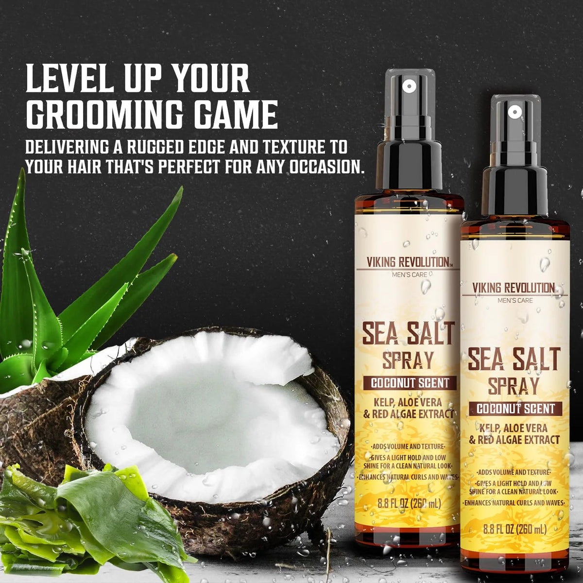 Sea Salt Spray for Hair, Coconut, 8 oz, 2 Packs X201