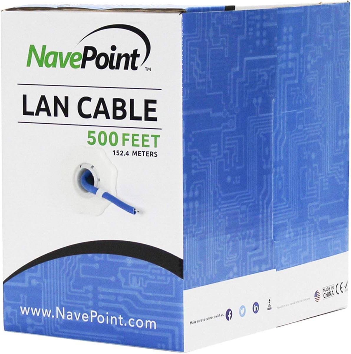 Cat6 Bulk Ethernet Cable, 500ft, Black, Solid, 550MHz, 23AWG, UTP P535113