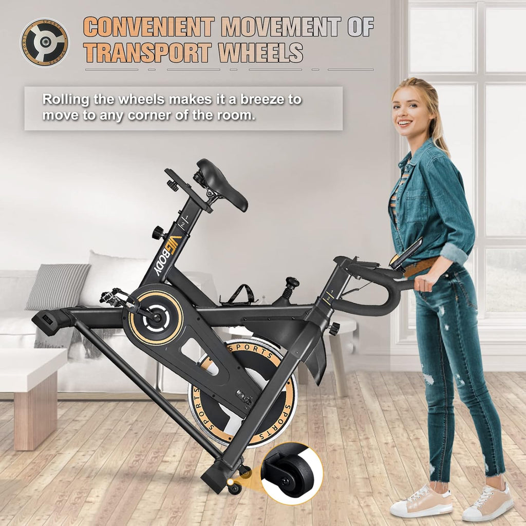 Indoor Cycling Bike Stationary Exercise Bike with LCD Monitor Comfortable Seat J8415