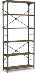 6-Tier Industrial Black Bookcase W489