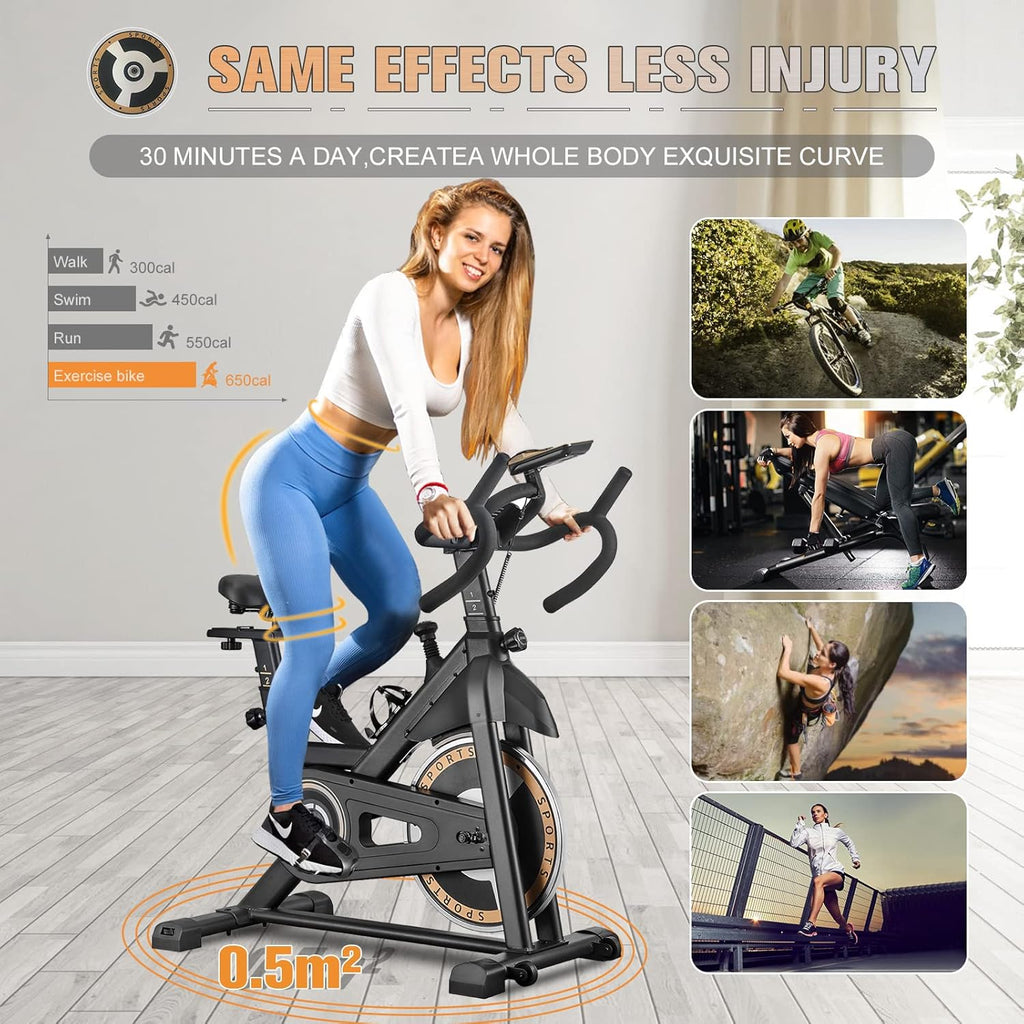 Indoor Cycling Bike Stationary Exercise Bike with LCD Monitor Comfortable Seat J8415