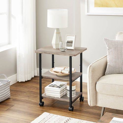 3-Tier Printer Stand with Wheels and Adjustable Table Top L248
