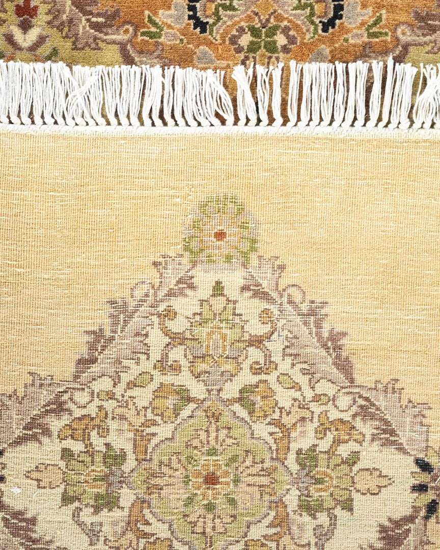 Hand-Knotted Wool Ivory Octagon Area Rug 8' 1" x 8' 1" B8813