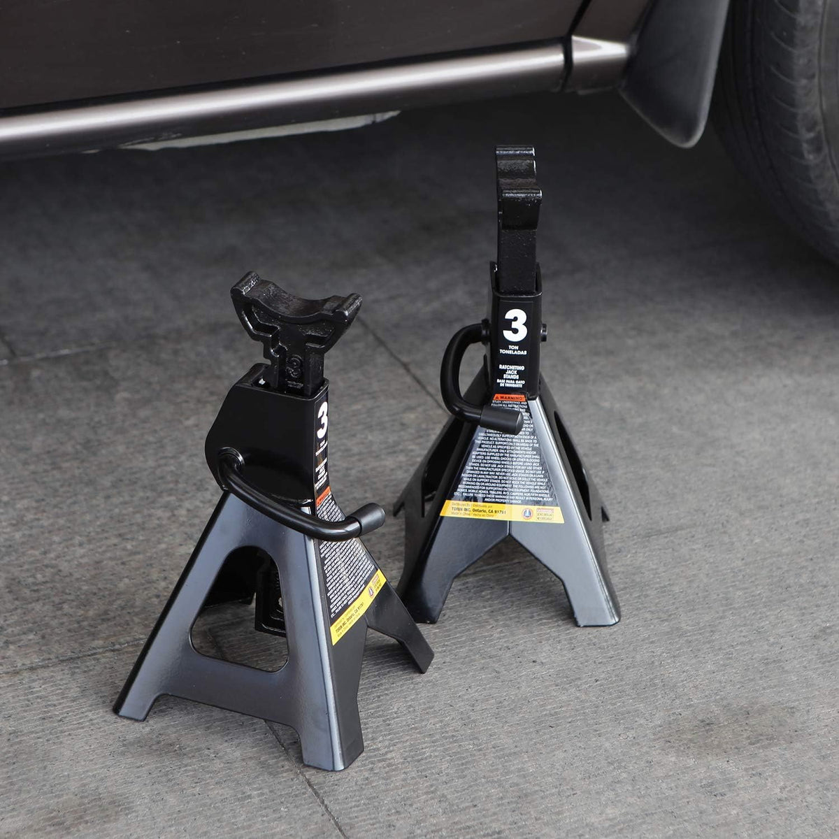 Steel Jack Stands 3 Ton Capacity Black Pair Pack of 2 W82435