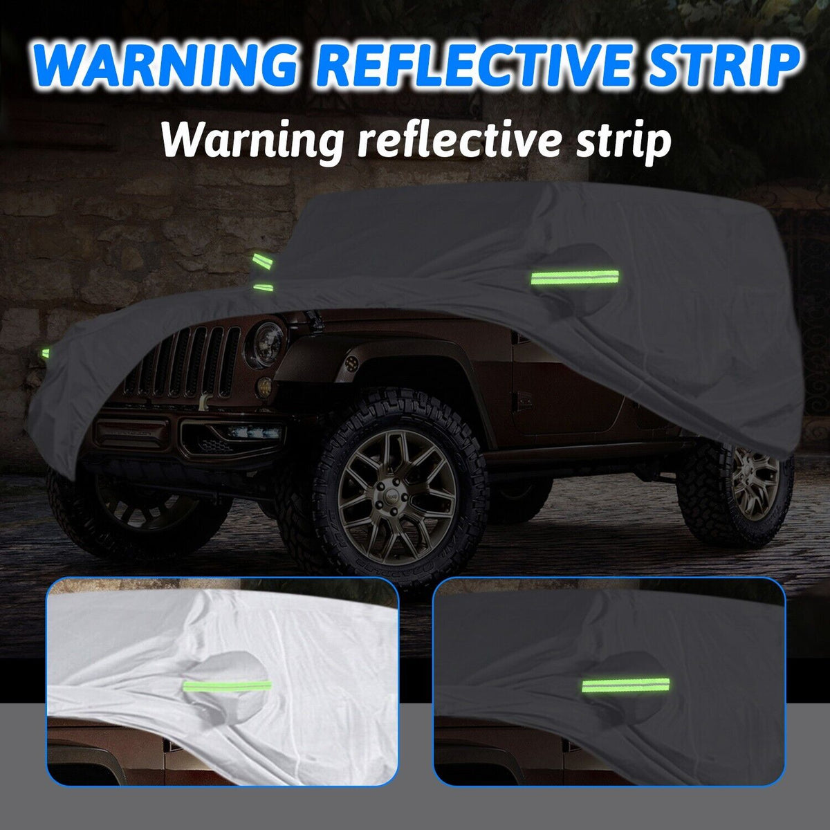 Silver Waterproof Full Car Cover for Jeep Wrangler 2 Door S400