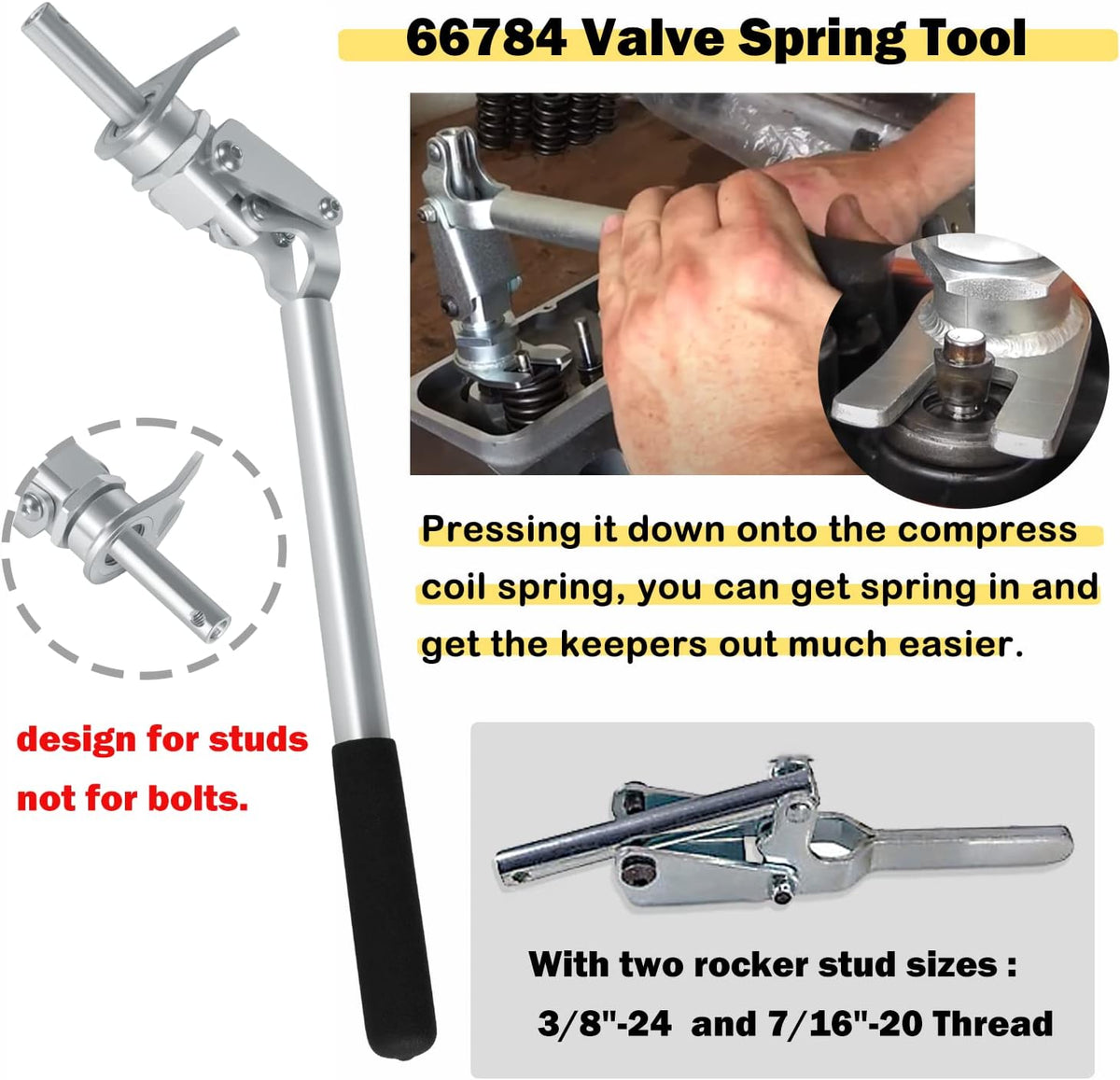 3PCS Valve Replacement Tools Set with Valve Spring Tool, Valve Holder Hose and Valve Stem Seal Pliers S854483