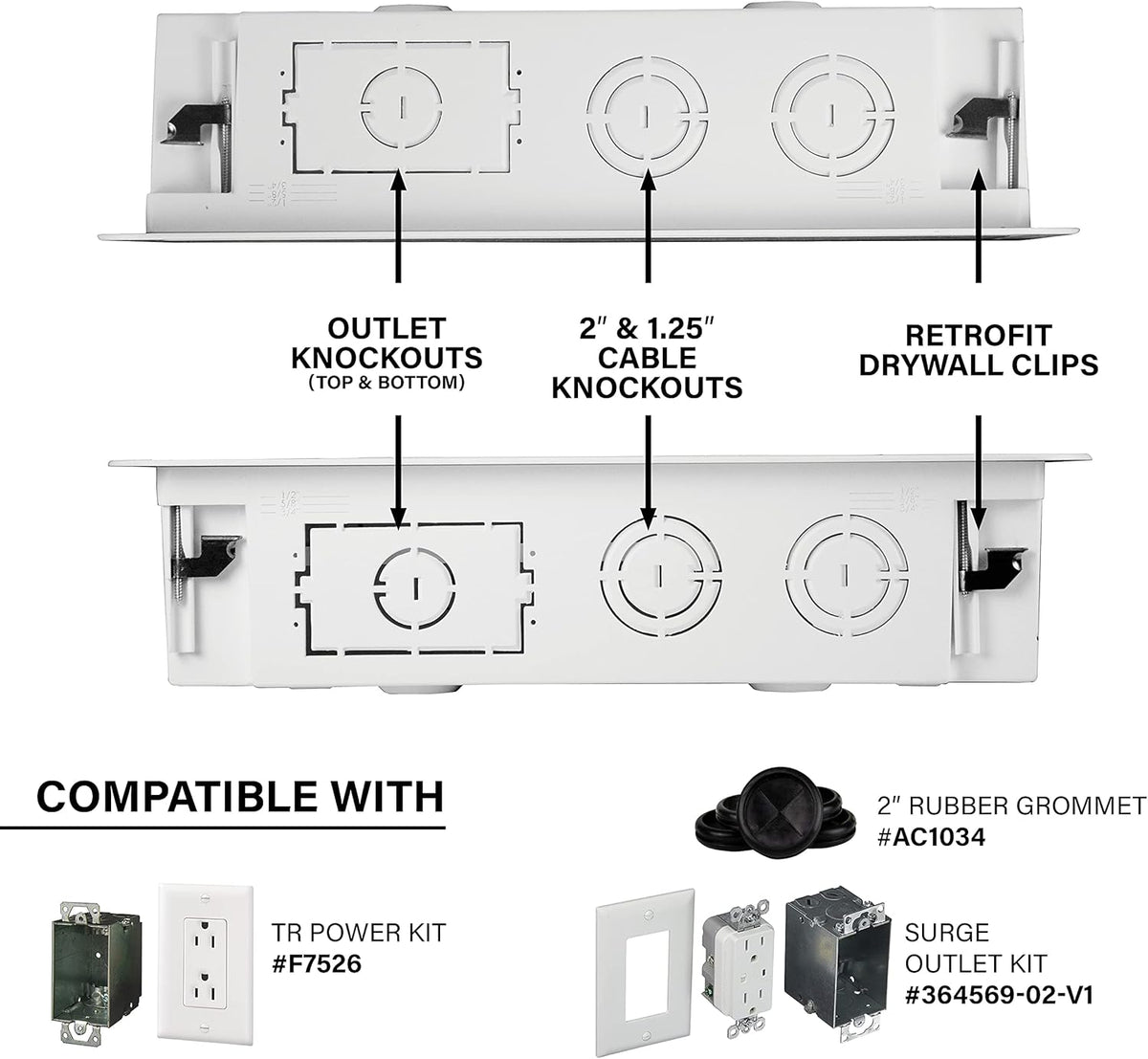 White 9 Inches In-Wall Enclosure with Mounting Plate B4868