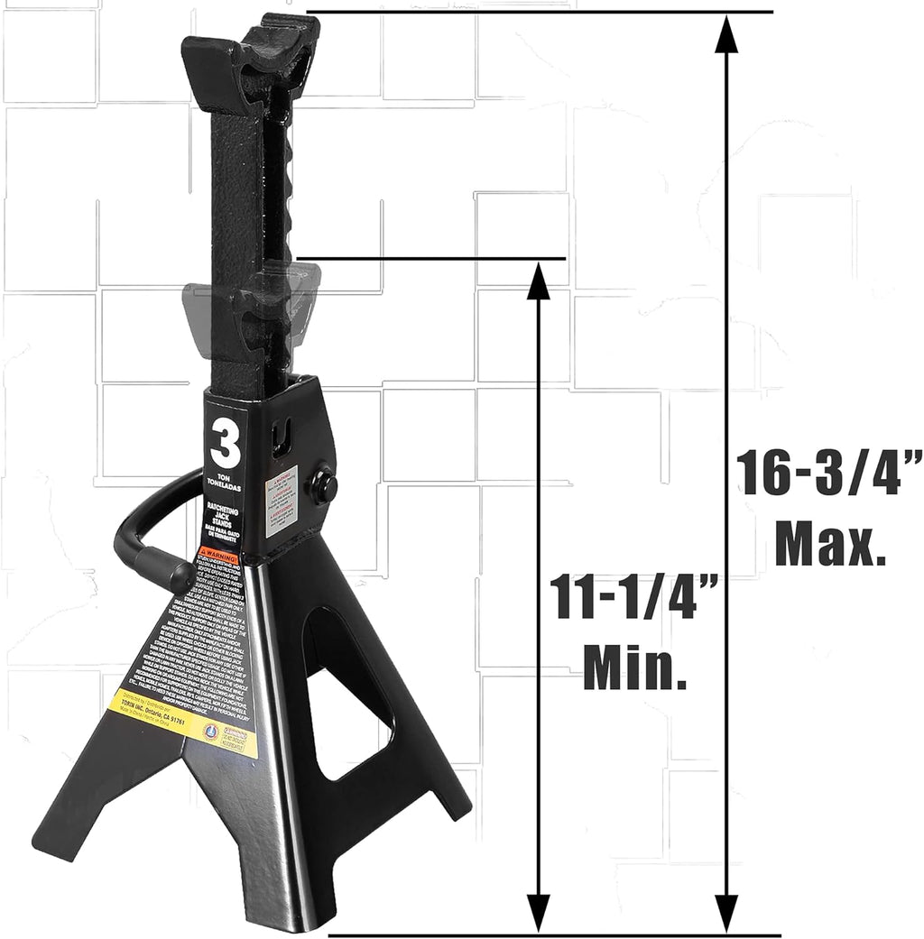 Steel Jack Stands 3 Ton Capacity Black Pair Pack of 2 W82435