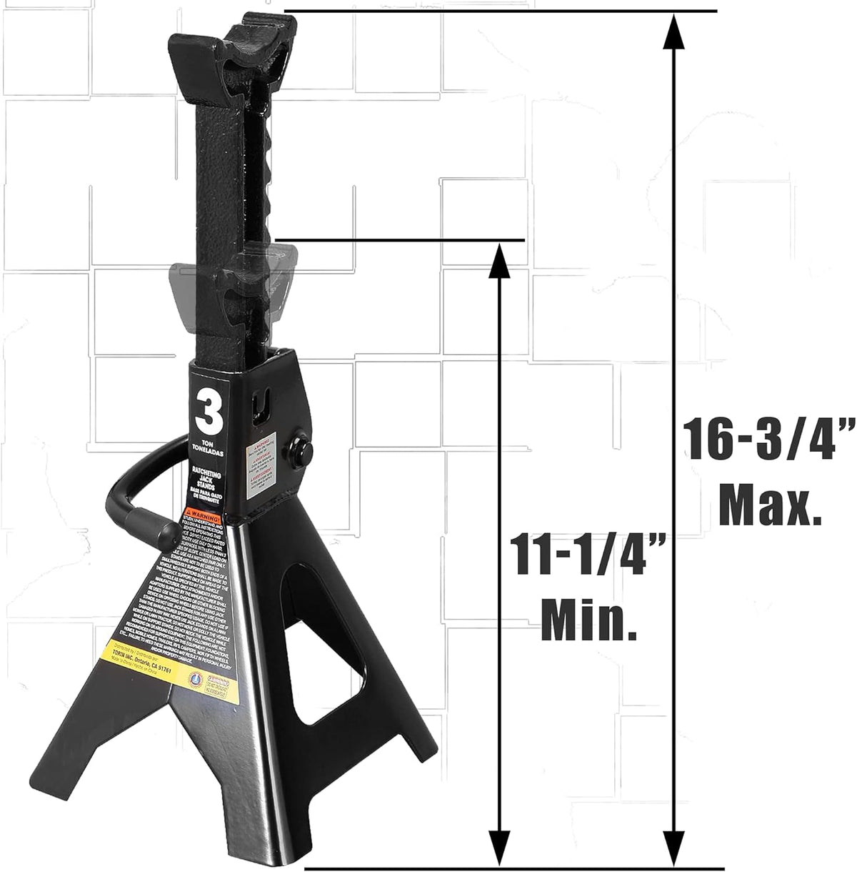 Steel Jack Stands 3 Ton Capacity Black Pair Pack of 2 W82435