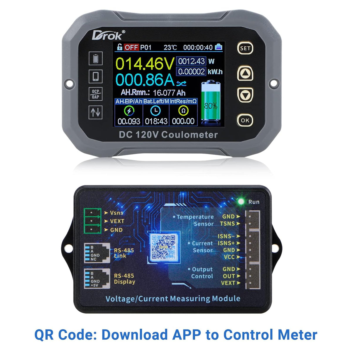 0-120V 100A DC Voltmeter Coulometer Battery Monitor, Pack of 2 U380