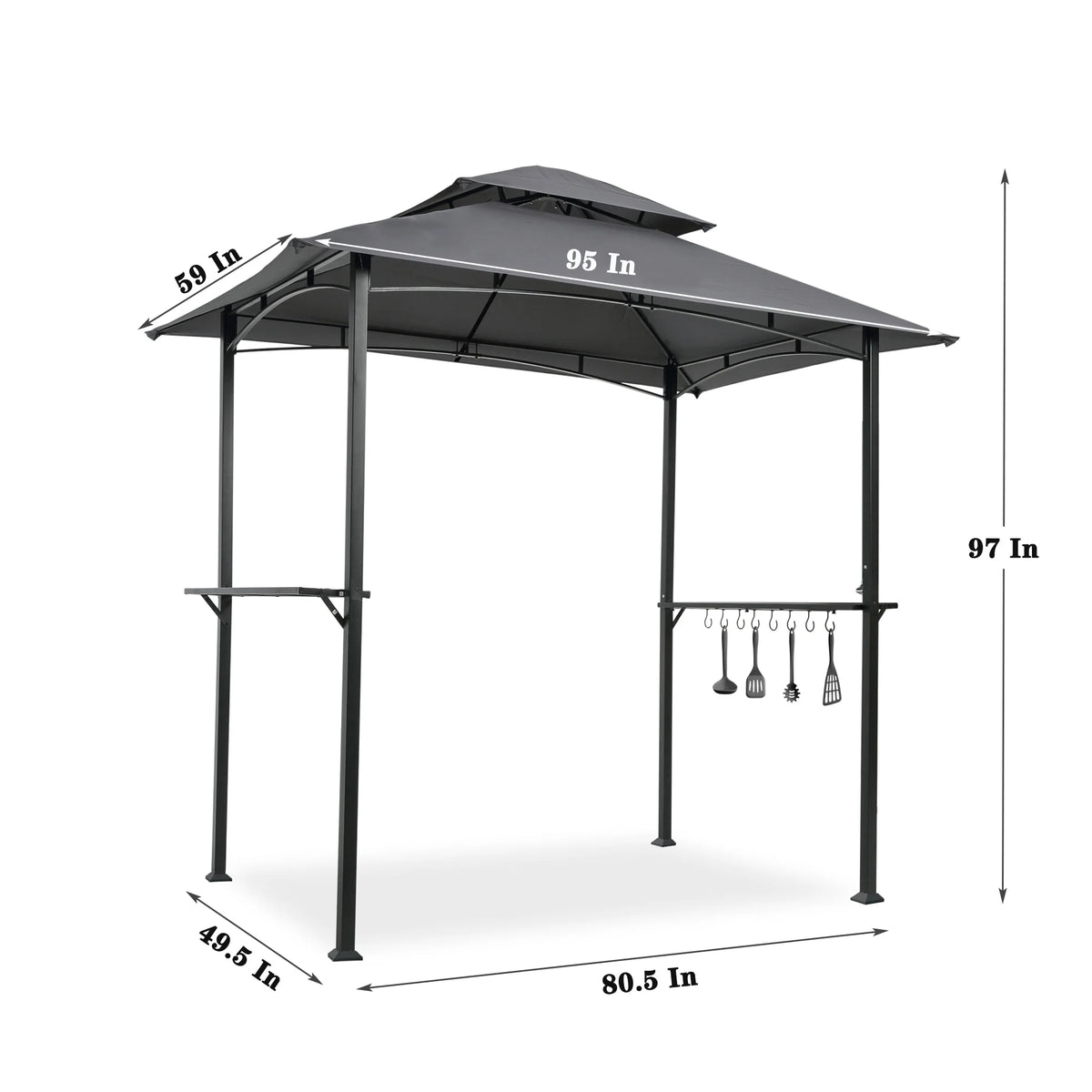 Grey Outdoor Grill Gazebo Canopy Tent with Steel Frame I119