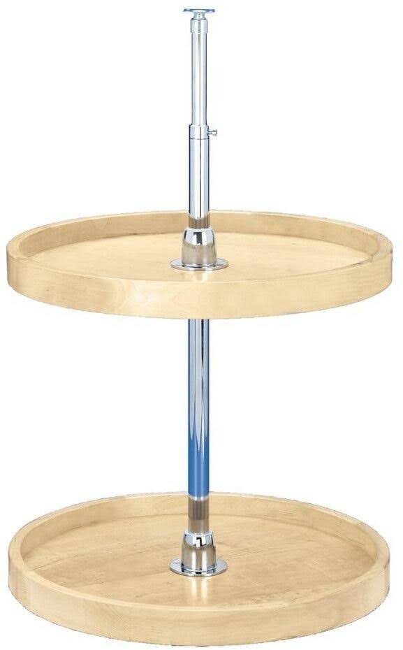 28x22 Wood Full Circle Lazy Susan 2-Shelf V1347