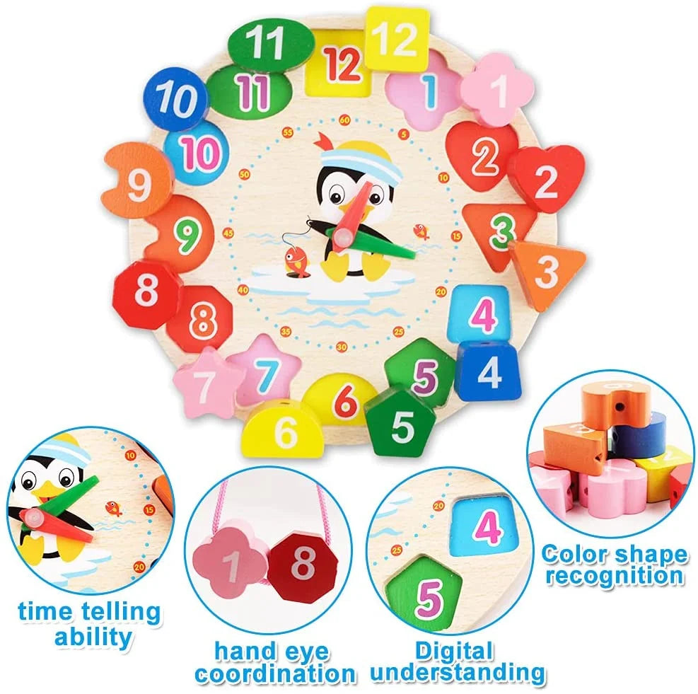 Wooden Shape Sorting Clock Educational Toy F357