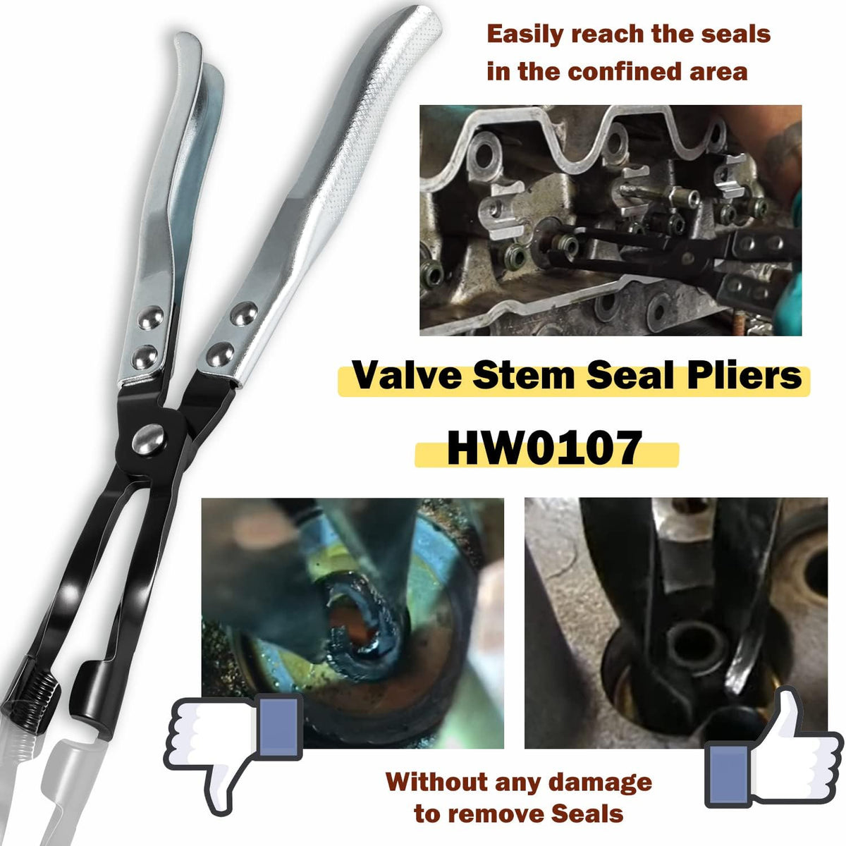 3PCS Valve Replacement Tools Set with Valve Spring Tool, Valve Holder Hose and Valve Stem Seal Pliers S854483