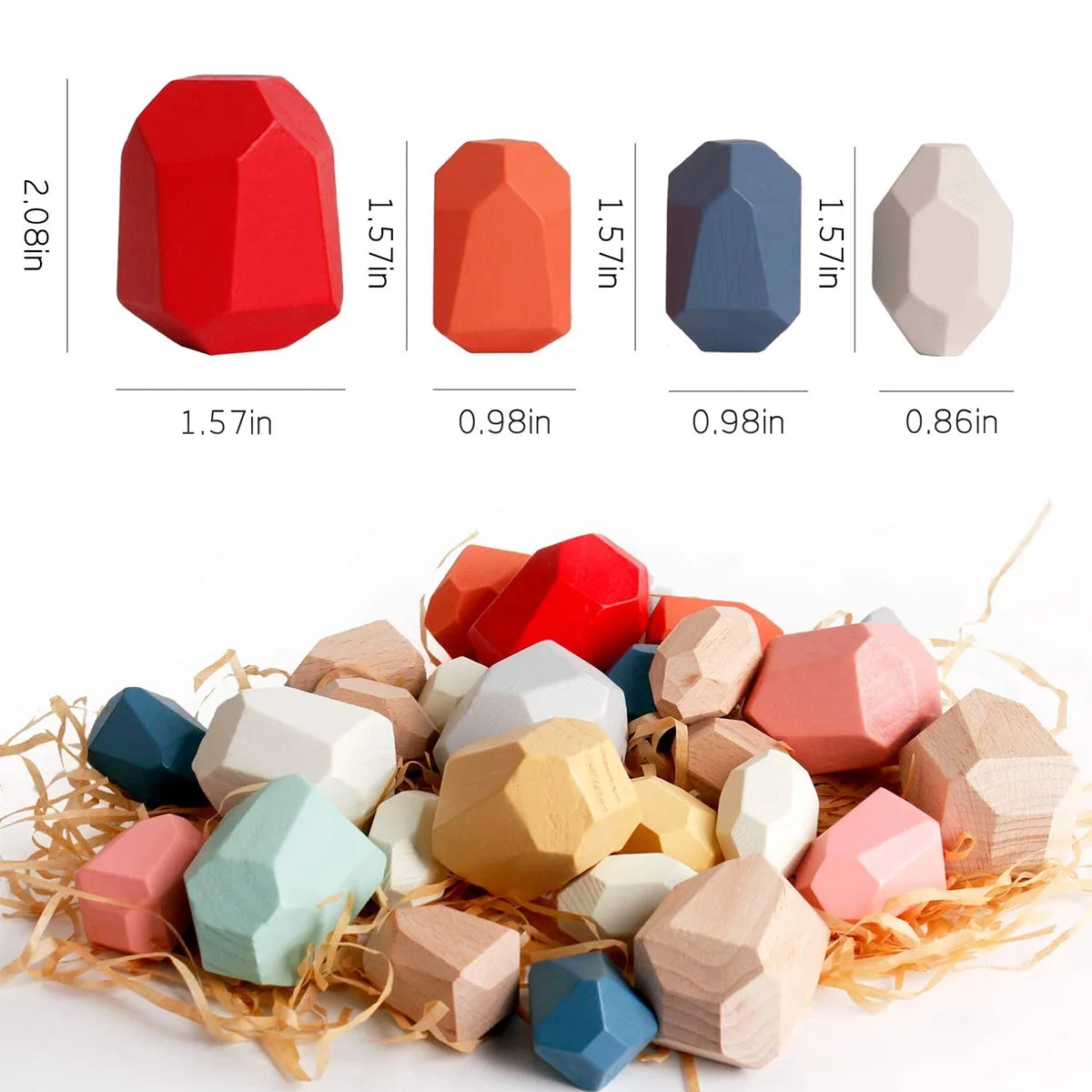 36Pcs Colorful Wooden Stacking Balancing Stone Building Blocks H5675