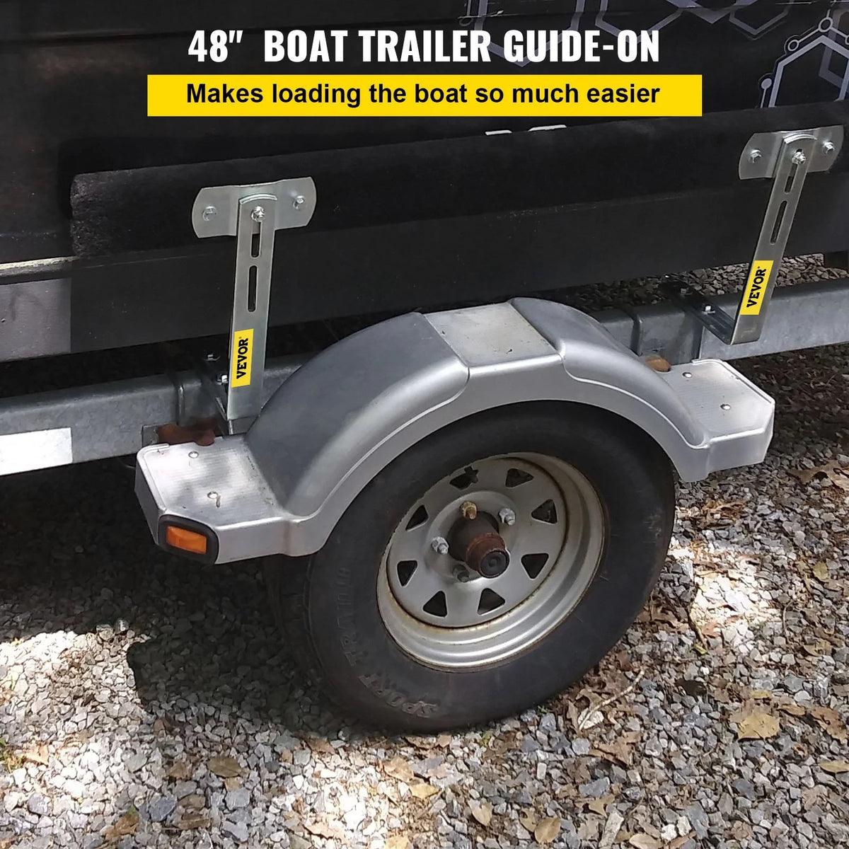 48" Boat Trailer Guide-Ons, 2-Pack, Rustproof Steel with Carpet-Padded Boards X441