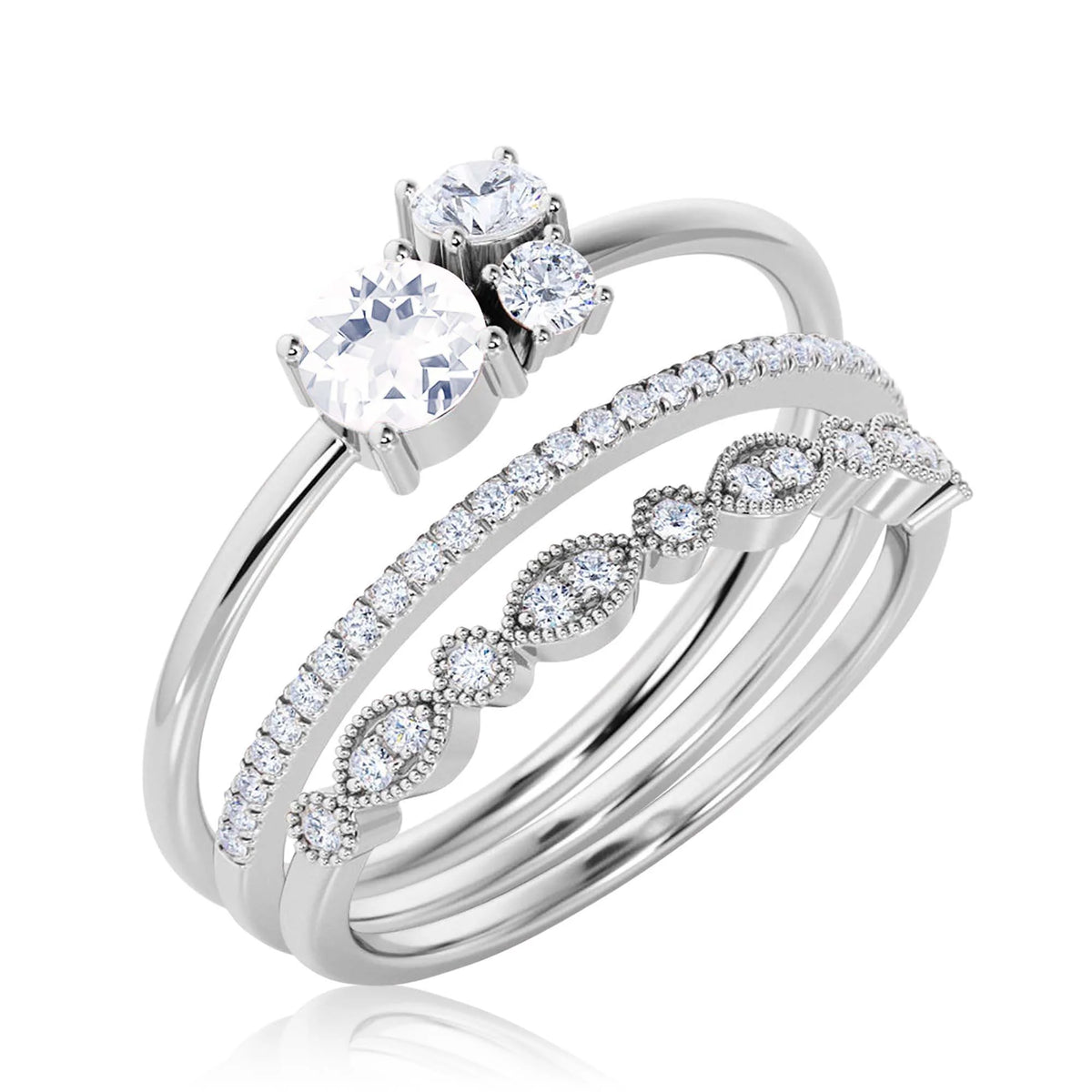 1.55 Carat Round Cut Diamond Moissanite Engagement Ring in 925 Sterling Silver With 18k White Gold Plating R3707