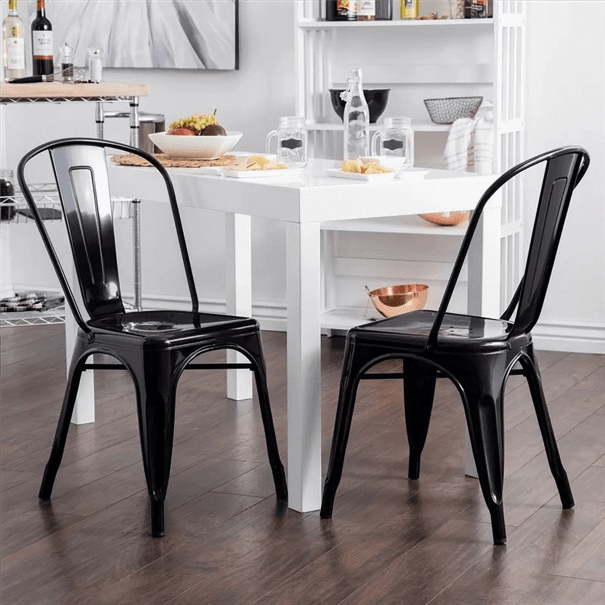 18 Inch Iron Metal Bar Chair Black (Set of 4) N711
