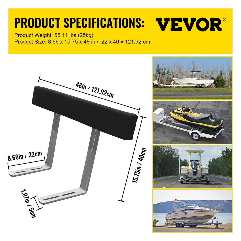 48" Boat Trailer Guide-Ons, 2-Pack, Rustproof Steel with Carpet-Padded Boards X441
