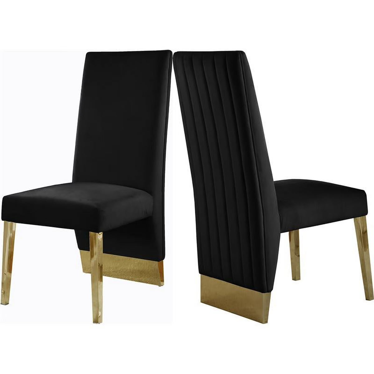 Velvet Dining Chair in Black (Set of 2) E759875