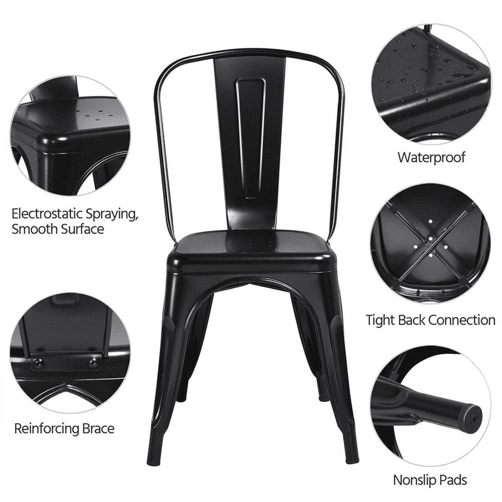 18 Inch Iron Metal Bar Chair Black (Set of 4) N711