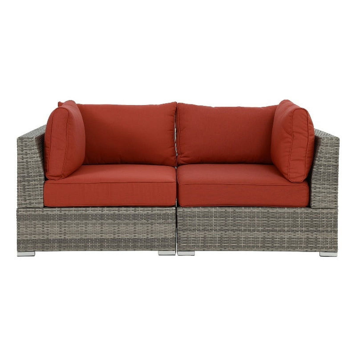 Red Wicker-Fabric Outdoor Loveseat Two Piece N964020