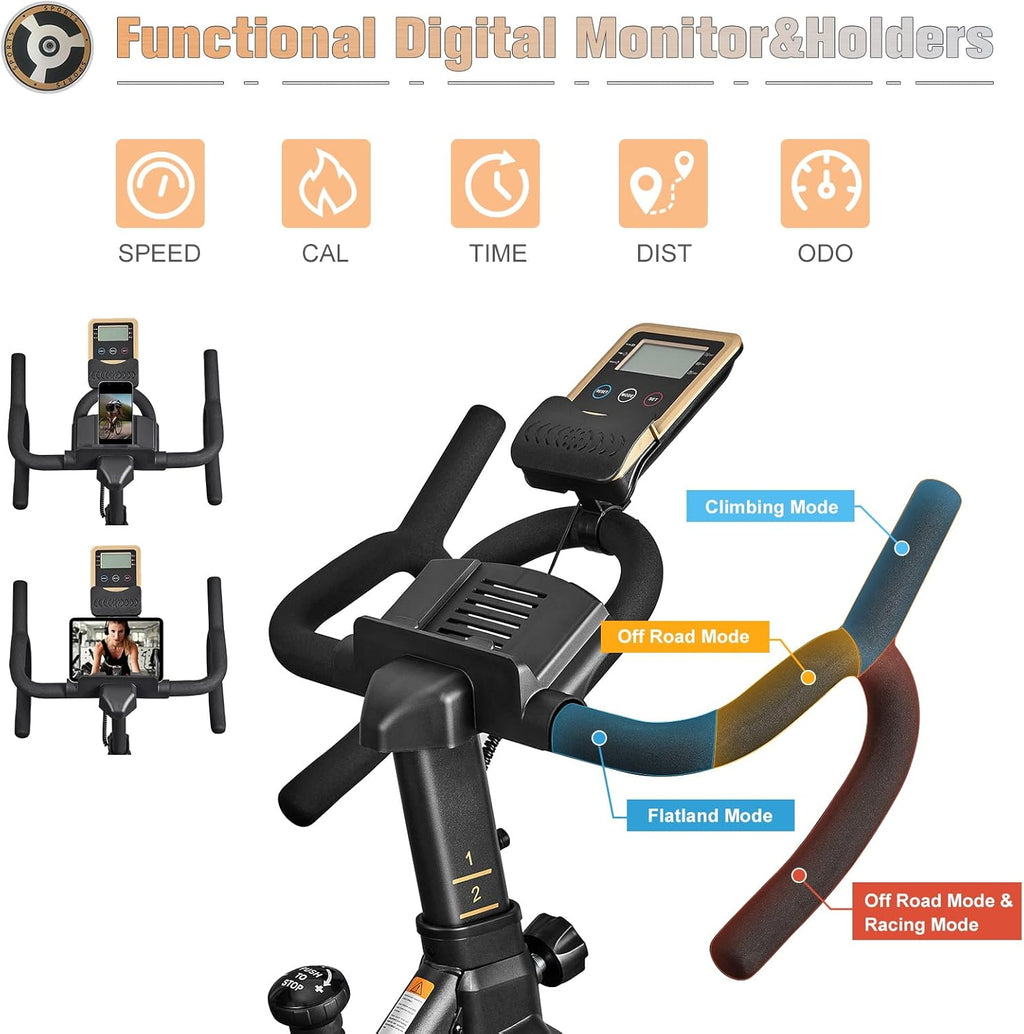 Indoor Cycling Bike Stationary Exercise Bike with LCD Monitor Comfortable Seat J8415