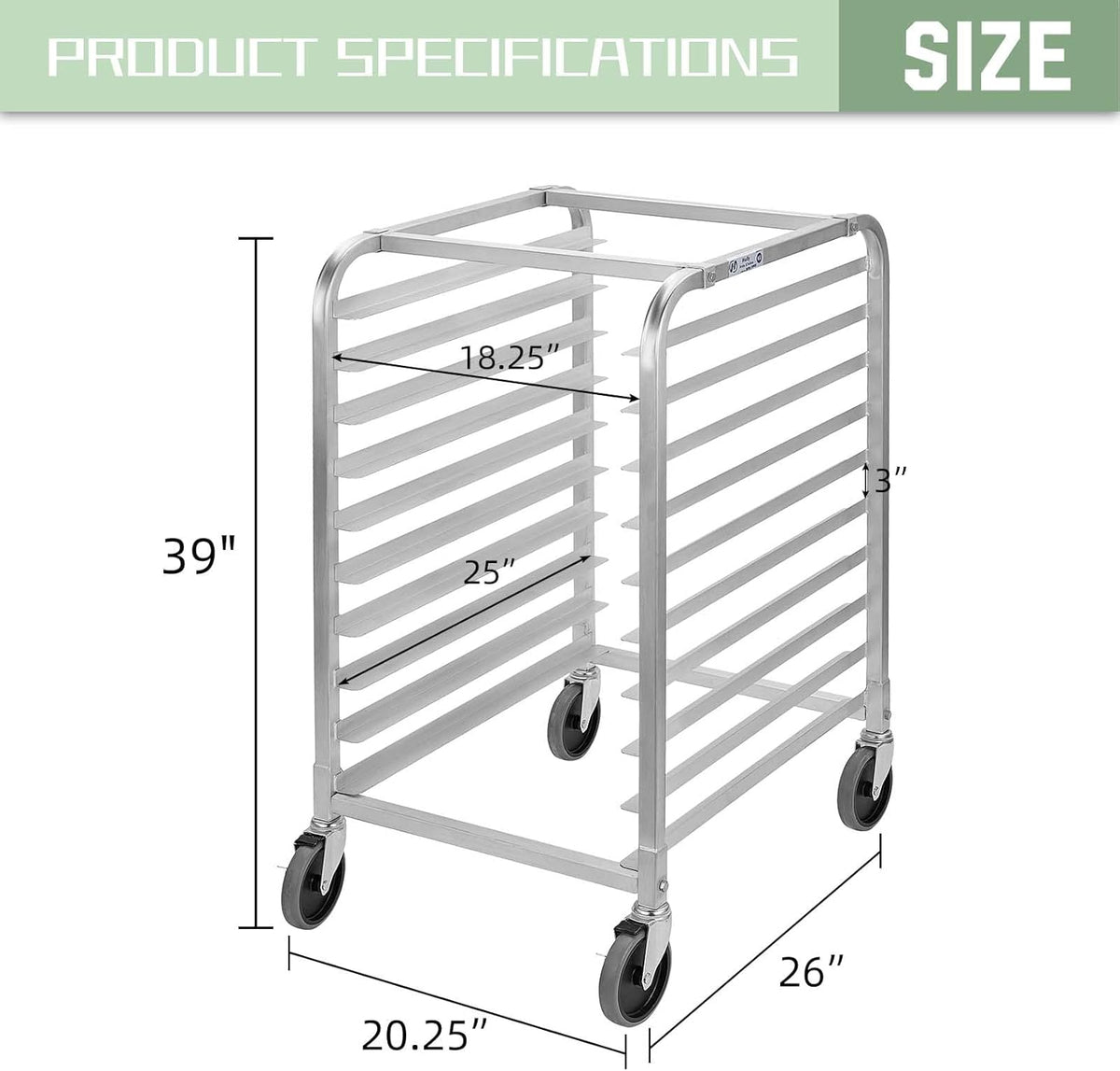 10 Tier Aluminum Bun Pan Rack with Wheels P486397