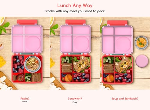 Leak-Proof Bento Box with Insulated Thermos Food Jar, 4 Compartments, Blue G138