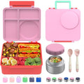 Leak-Proof Bento Box with Insulated Thermos Food Jar, 4 Compartments, Blue G138