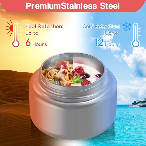 Leak-Proof Bento Box with Insulated Thermos Food Jar, 4 Compartments, Blue G138