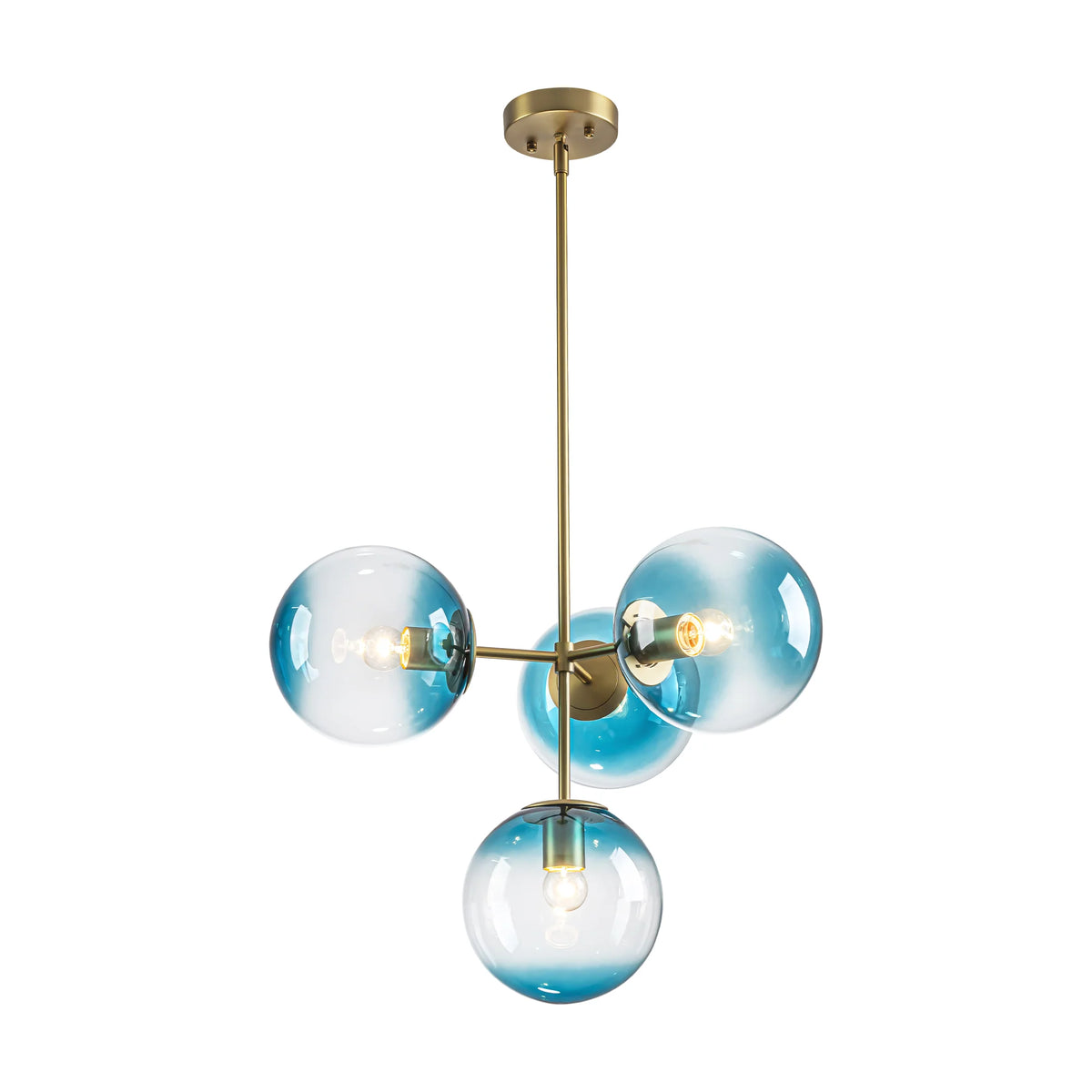 4-Light Gradient Blue Glass Chandelier W695564